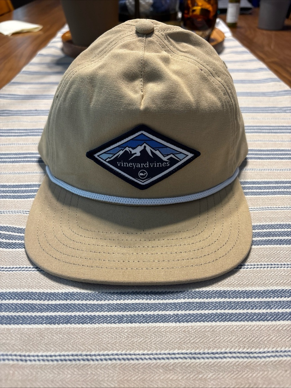 Vineyard Vines Cappuccino Canvas Baseball Cap with Rope Detail NWT